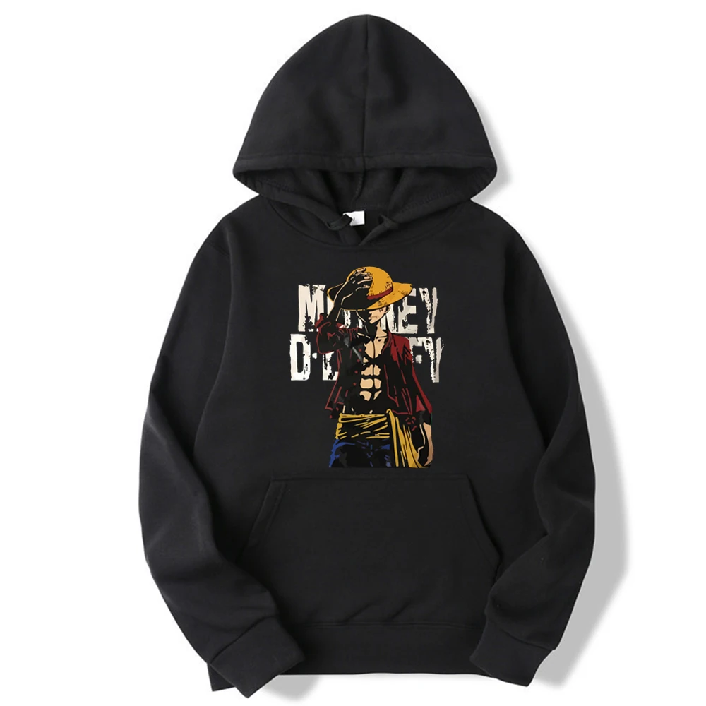 

New Summer One Piece Hoodie Men Japanese Anime Luffy Sweatshirt Men Loose Casual Top Men Clothes
