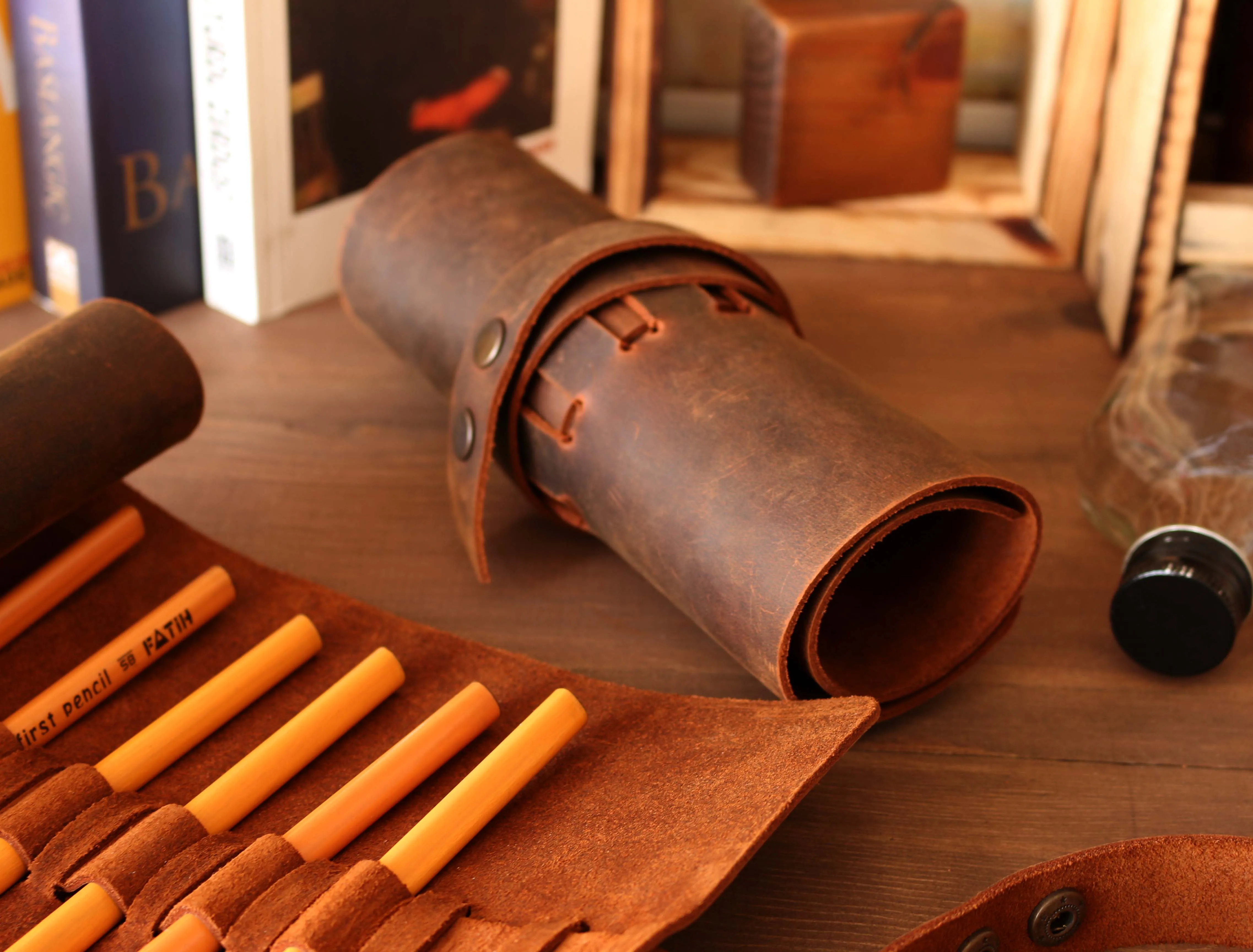 Футляр для ручек Valuaes из натуральной кожи пенал-сумочка портативный чехол