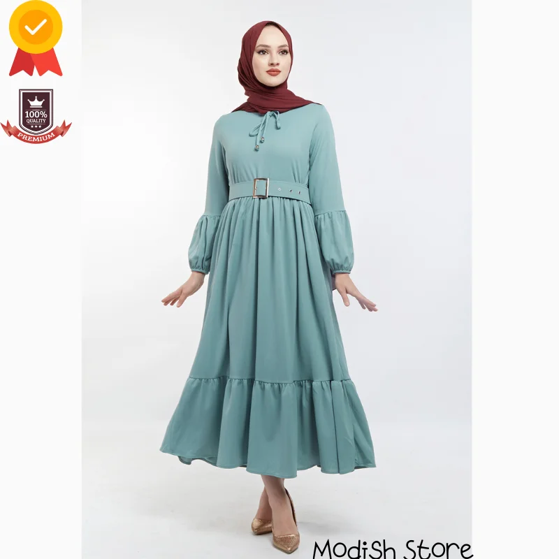 | Новый сезон 2021 | Платье с поясом для женщин европейская одежда Дубай абайя Турецкая вуаль Макси платье кафтан Рамадан исламский