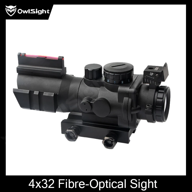 

Волоконно-оптический прицел OwlSight с треком для страйкбола 4x32 Красного/зеленого/синего цвета с тройной подсветкой и быстрым диапазоном
