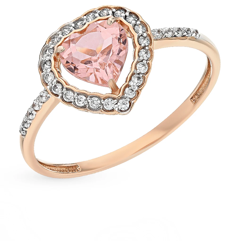 Gold ring with morganites and cubic zirconia sunlight sample 585 | Украшения и аксессуары