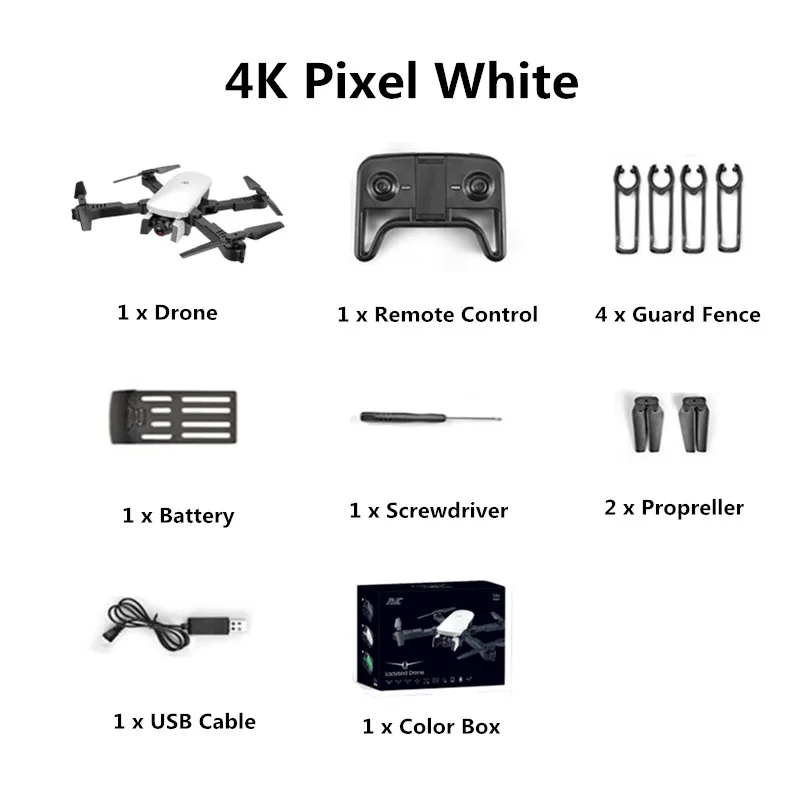 white R8 складной Радиоуправляемый квадрокоптер 4k селфи Дрон HD Двойная камера FPV Божья коровка высота удержания оптическая камера потока Дрон вертолет - Color: white