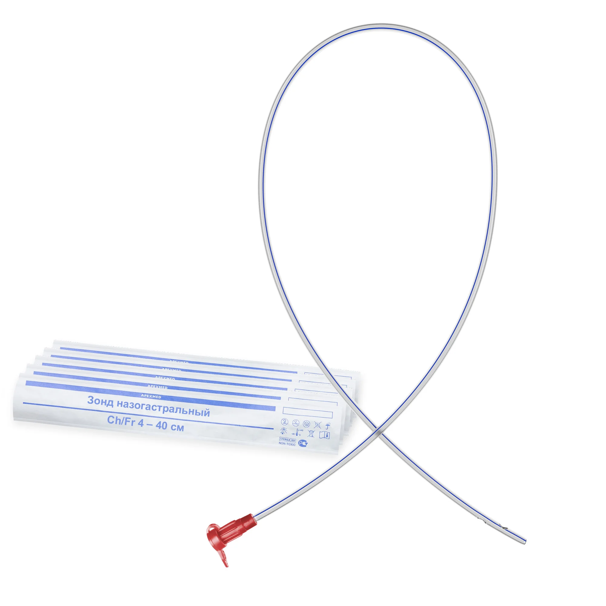 Катетер (зонд) назогастральный (питательный) Сh/Fr 4 - 10 40 см 5 штук Apexmed |