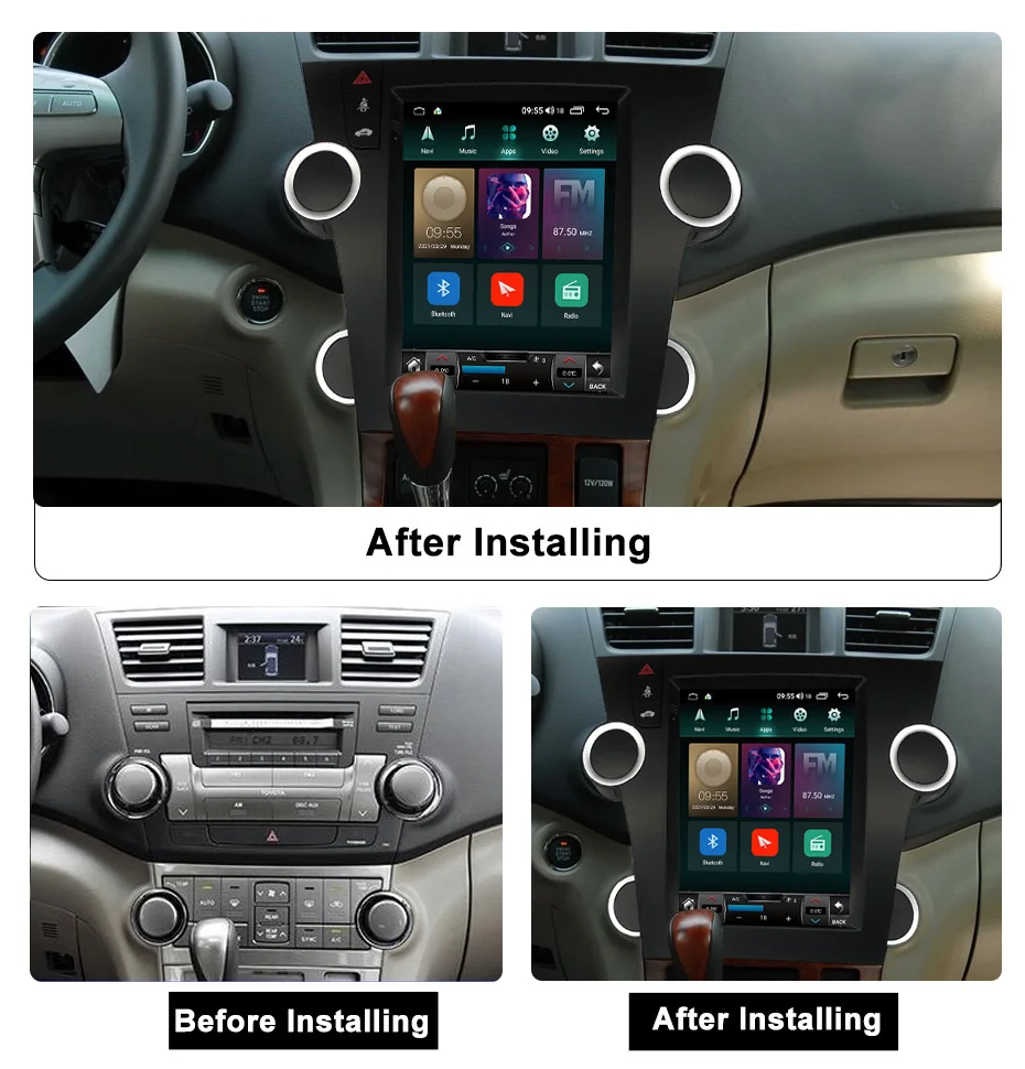 Автомагнитола 2DIN для Toyota Highlander 2 XU40 2007-2013 мультимедийный видеоплеер с экраном в