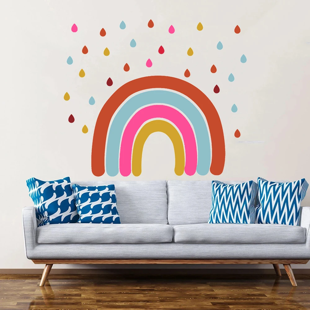 

Large Boho Colorful Theme Rainbow Wall Stickers For Kids Baby Nursery Bedroom Decoration Poster Vinyl Decals Murals HJ1067