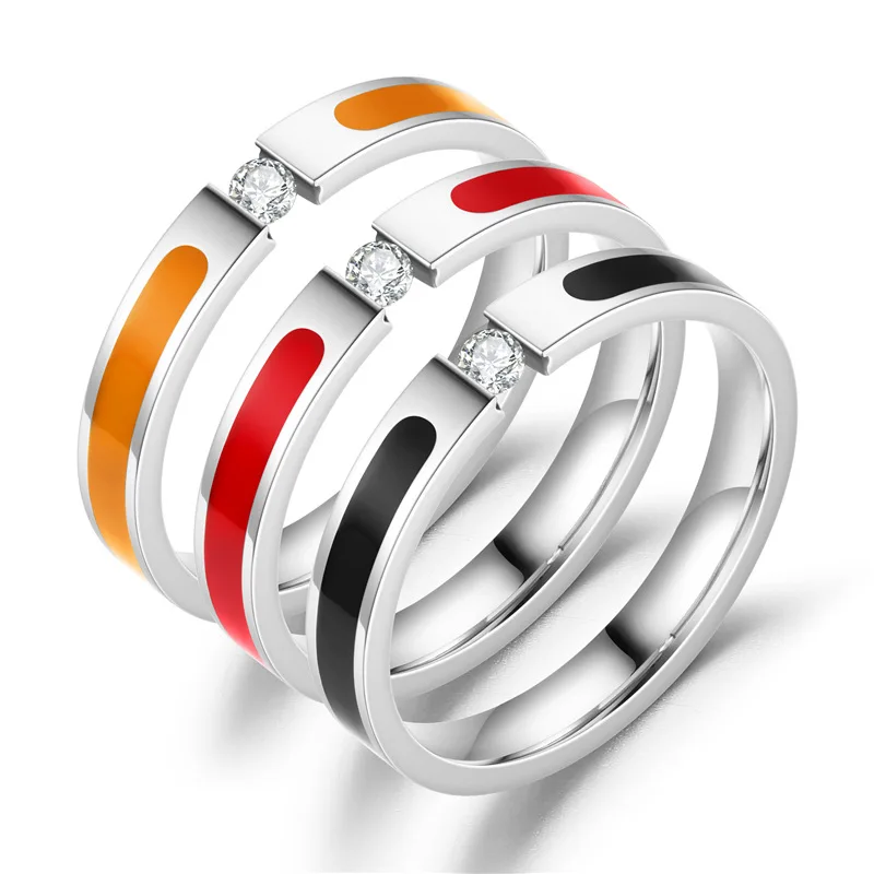

Hot Selling Minimalist Enamel Rings Stainless Steel Jewelry Tension Setting Ring For Women