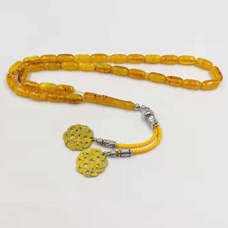 Мужской браслет с четкой надписью Tasbih желтый мусульманский цветными полосками