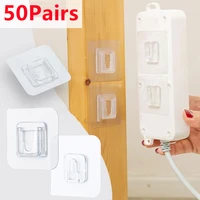 50pairs reusable snap hooks holder for wires punch free wall hooks kits adhesive wire holder picture hooks kitchen hook sticker