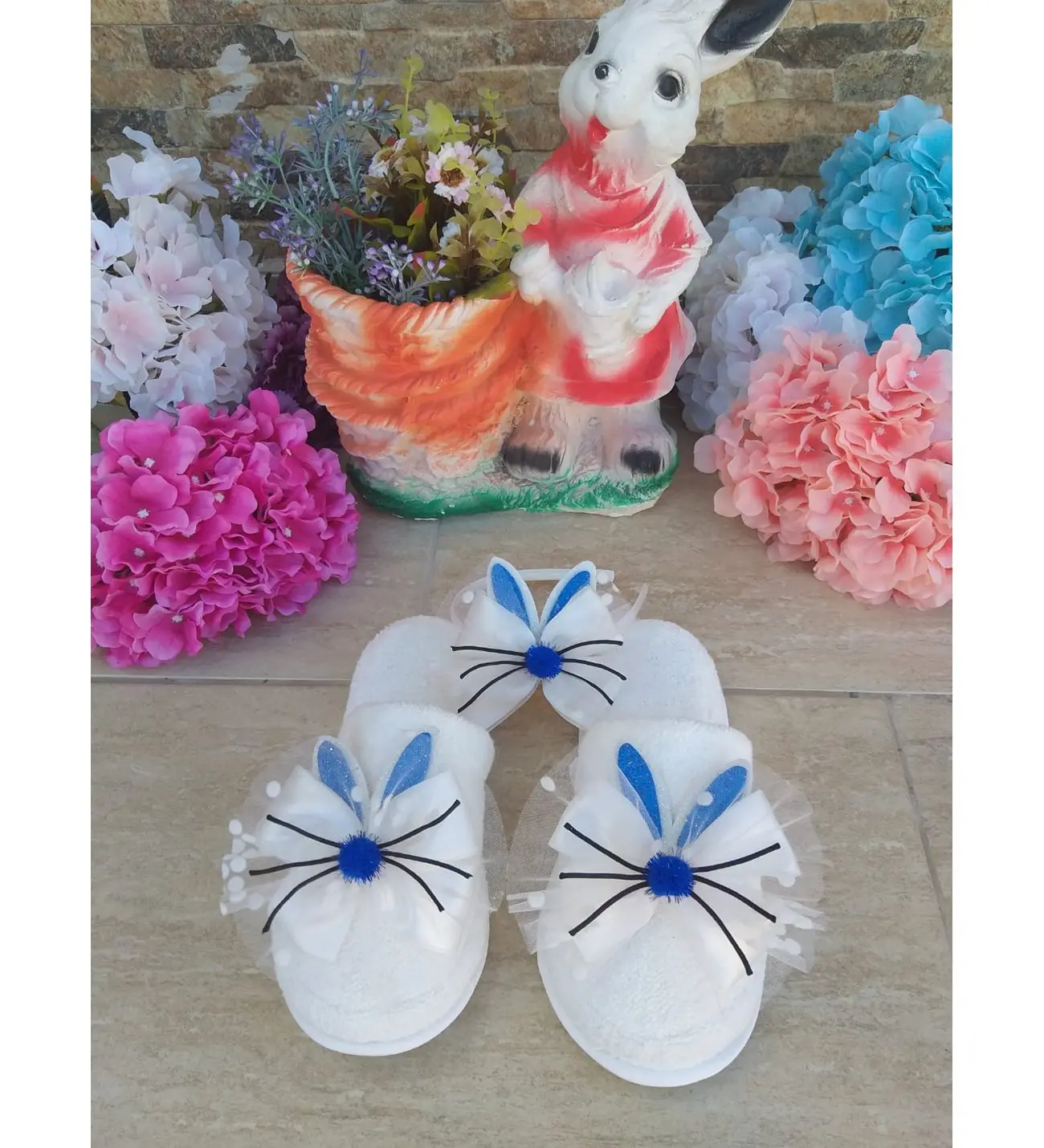 Postpartum Set, Cute Mustachioed Rabbit Postpartum Slippers and Crown