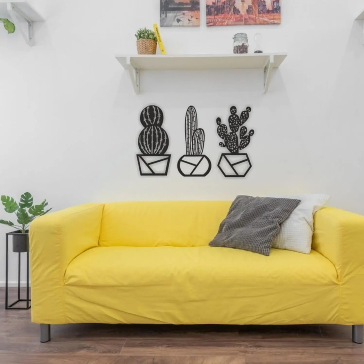 Набор из 3 кактусов Декор стены орнамент лазерная резка ДВП Деревянная