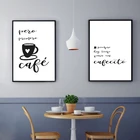 Испанские кофейные знак кавычек постеры и принты, кухонный декор, черно-белая минималистская Картина на холсте