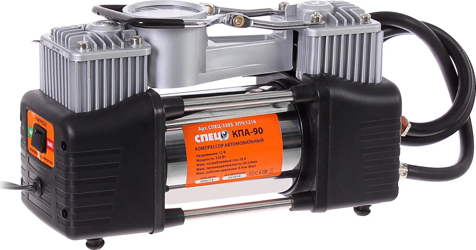 Компрессор автомобильный СПЕЦ КПА-90 насос для накачки шин мяча колес велосипеда