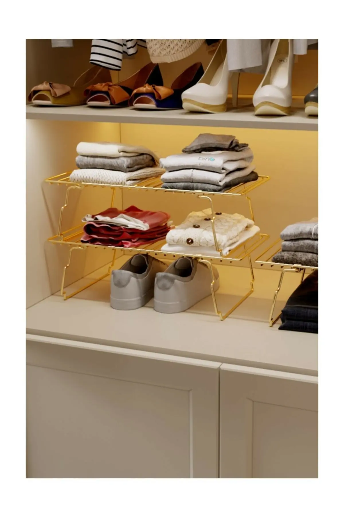 multipurpose wardrobe organizer bathroom kitchen cabinet storage rack organizer rack holder storage basket gold stainless steel free global shipping