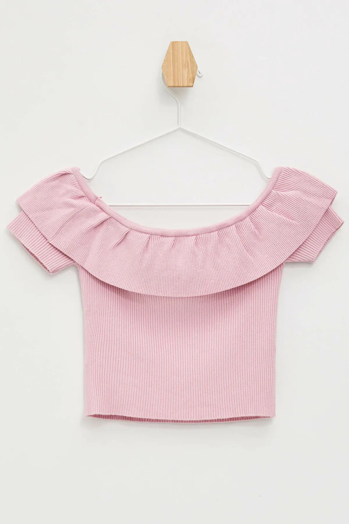 DeFacto Sexy Women Fashion Ruffles Neck Tops Female Casual Slim Short Sleeve Ladies Off-shoulder Shirt Summer - M2774AZ19HS | Женская