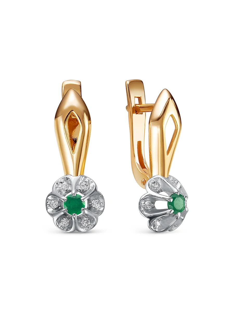 Серьги &quotЦветочек&quot SamoroDki Jewelry с натуральным агатом кор. рубином Гт сапфиром