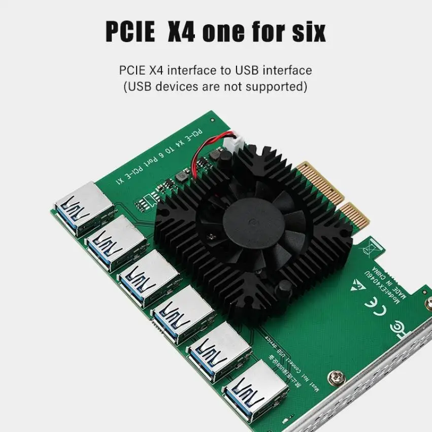 PCIE X4 20 ГБ 1 до 6 переходная карта для майнинга видеокарта слот 4X 16X USB 3 0 переходник