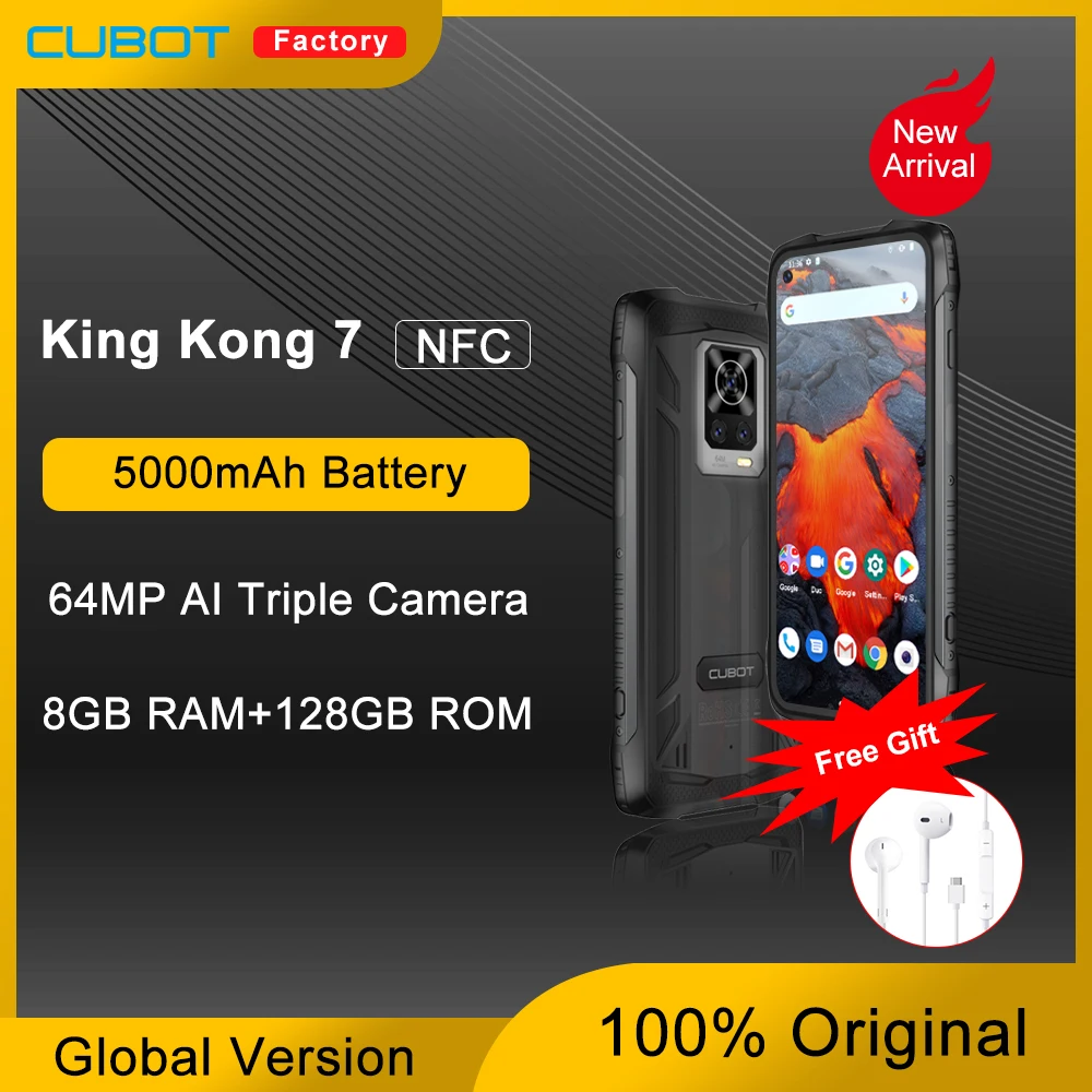 New Cubot KingKong 7 Rugged Smartphone IP68 & IP69K Waterproof 5000mAh 6.36" FHD+ 64MP AI Triple Camera 8GB+128GB NFC Android 11 |