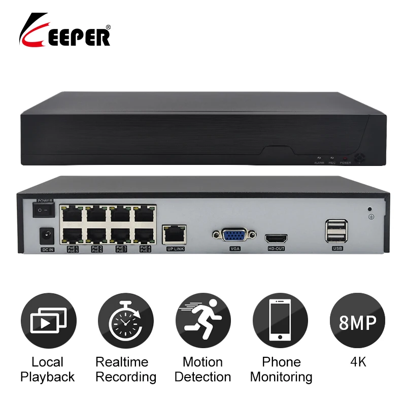 

4K 8CH POE NVR Security IP Camera Video Recorder Surveillance CCTV System for 8MP POE IP Camera P2P ONVIF
