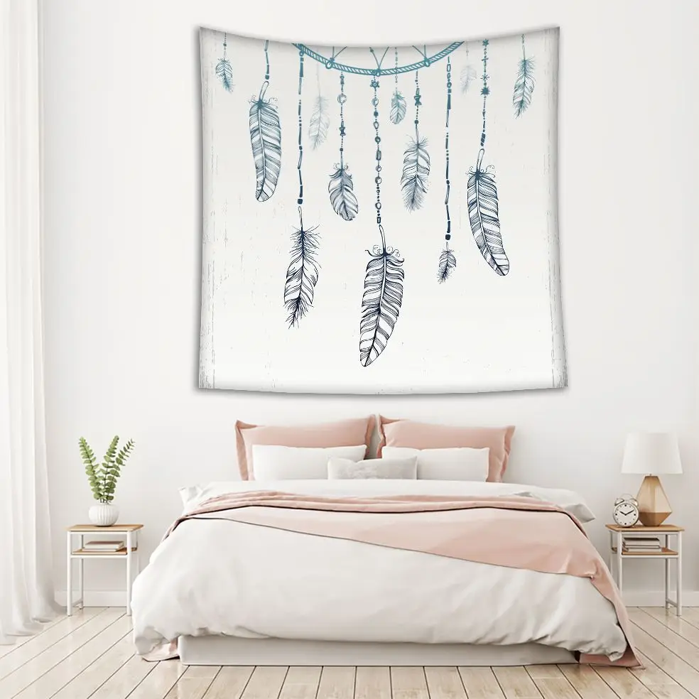 Гобелен Ловец снов с перьями шикарный бохо стиль украшение дома этническое