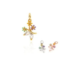 daisy flower necklace gold flower pendant micropav%c3%a9 cz branch jewelry diy jewelry making accessories 19x9 7x2 7 mm
