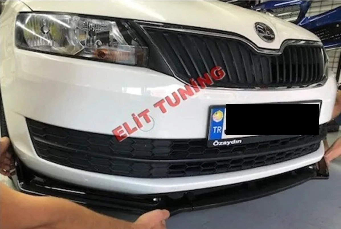 

For Skoda Rapid Front Bumper Attachment Front Bumper Lip Piano Black 3pcs auto tuning accessories spoiler diffuser modified