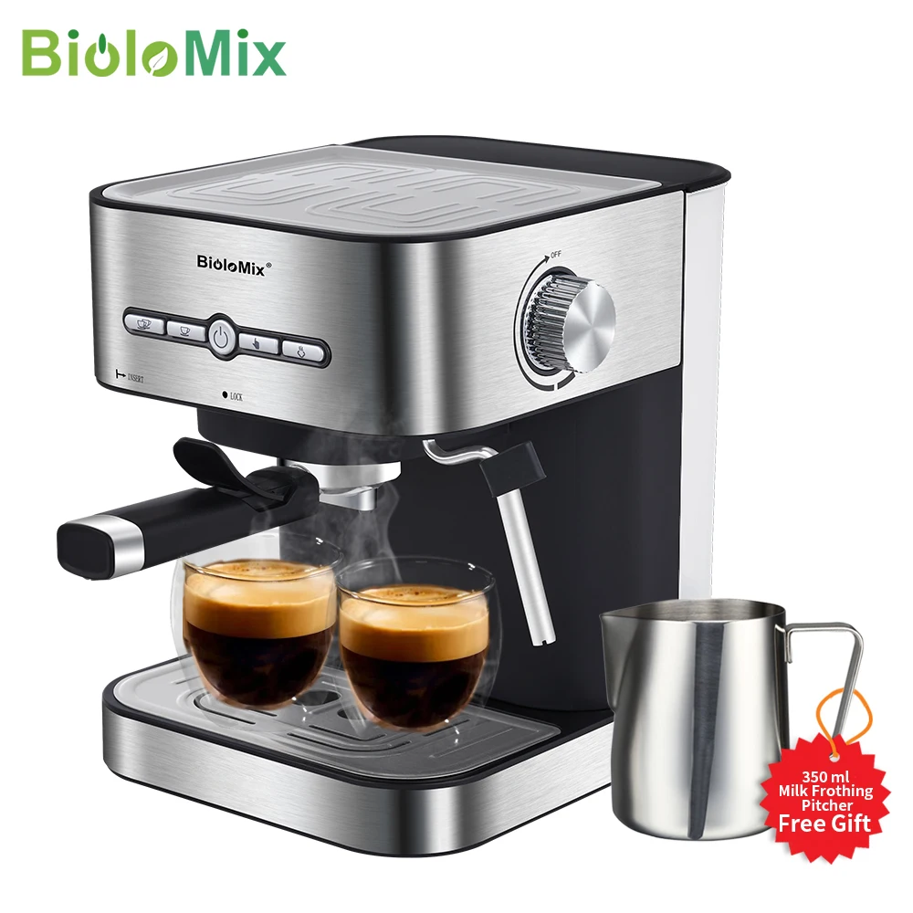 

BioloMix 20 Bar 1050W Semi Automatic Espresso Coffee Machine Coffee Maker with Milk Frother Cafetera Cappuccino Hot Water Steam