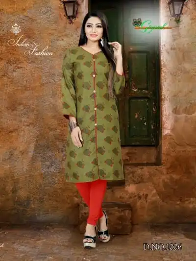 Indian Traditional Kurti 3 Quarter Sleeve Cotton Kurta Bollywood Designer Stylish Tunic Printed Top Women Dress Daily Party Wear |