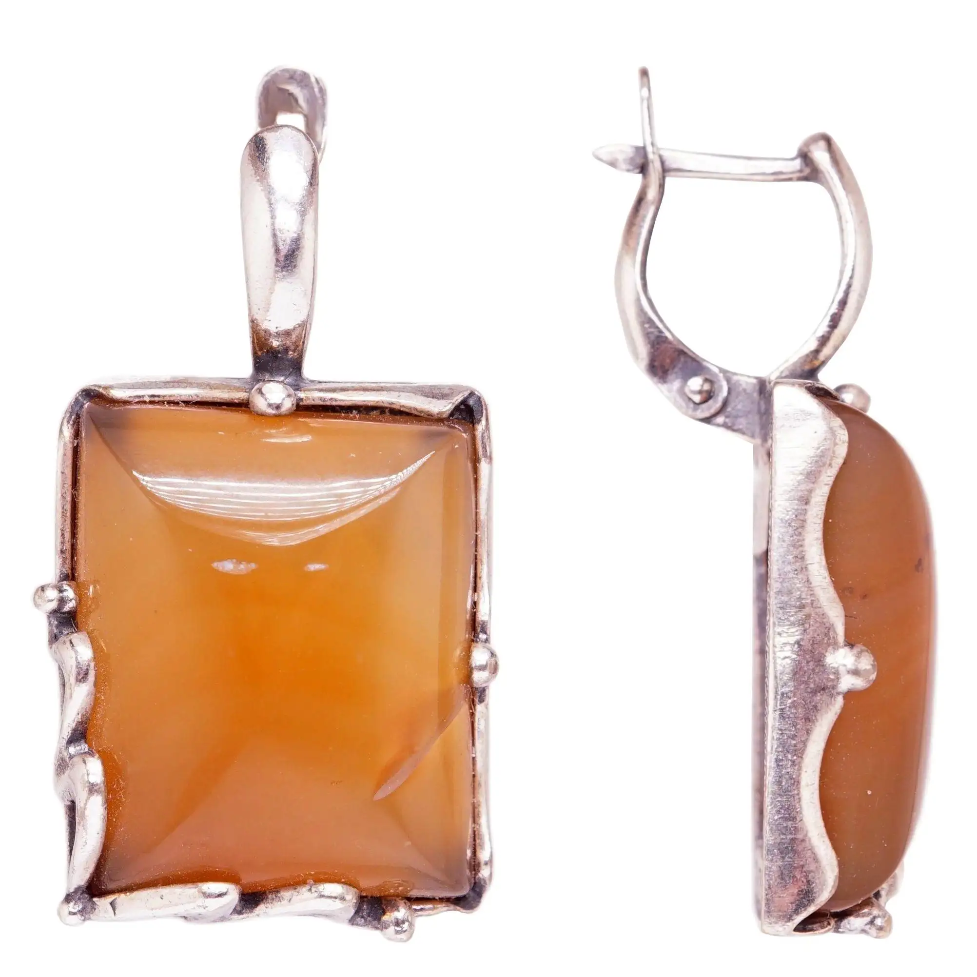 Earrings &quotgood&quot large carnelian natural silver-plated 12 Mk stones set 3794 good things |