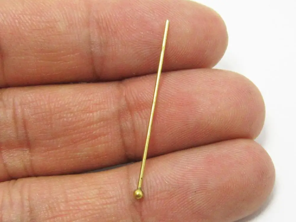

300pcs Brass ball head pin, 32mm 35mm 40mm 45mm 50mm 55mm 60mm, Raw brass findings, beading pins, Jewelry making - R687 R2090