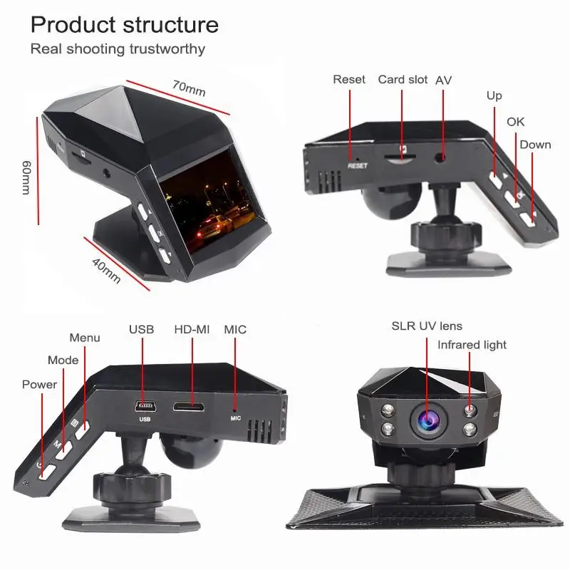 Car DVR Full HD 1080P Dash Camera Auto Cam Cycle Recording Night Vision Video Recorder Dashcam With Center Console | Автомобили и