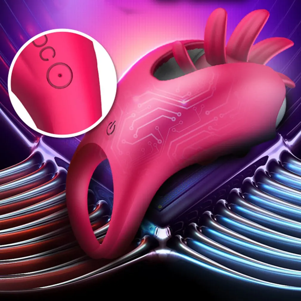 Вращающийся оральный язык лизание вибрация кольцо на пенис массаж вагины точки G