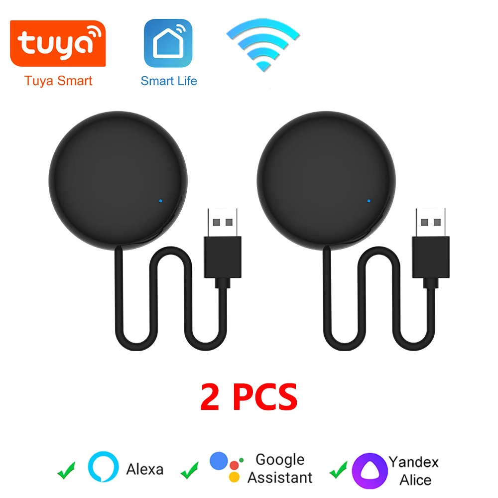 

2 PCS Tuya Smart WiFi IR Remote Universal Smart Home Control for TV Air Conditioner Works with Alexa Google Home Yandex Alice