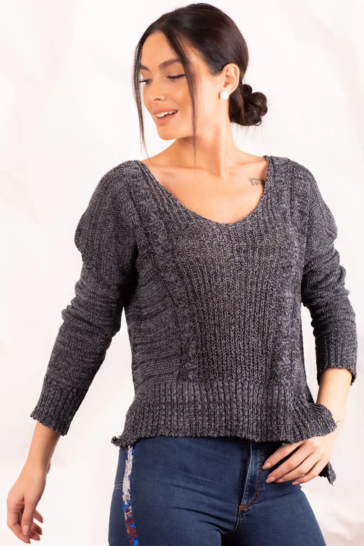 Губная гармоника Женская передняя короткая задняя сторона длинный Selanik Плетеный