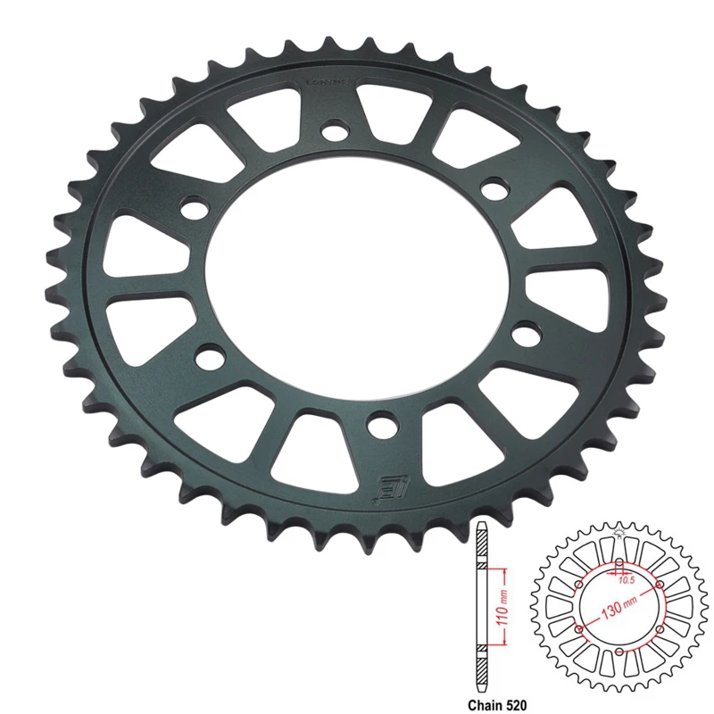 43T 520 цепи 38T 41 Т 42 43 т 45 46T 47 т 48 Звездочка для мотоцикла для YAMAHA MT-25 MT-03 YZF-R25 YZF-R3 YZF-R6 YZF-R7 YZF-R1 FZ6 - Цвет: 43T