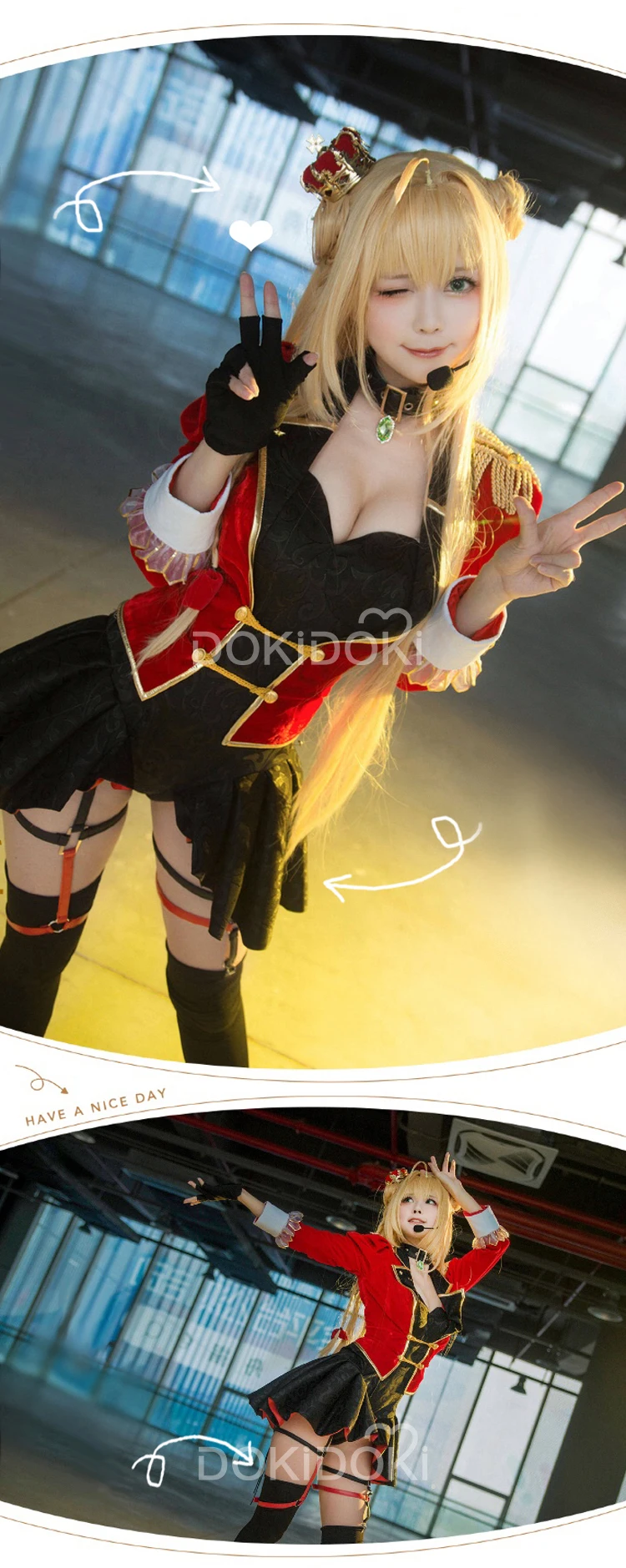 DokiDoki игра Fate Grand Order Nero, для косплея Fate Косплей Idol Nero Красная форма FGO женский костюм на Хэллоуин