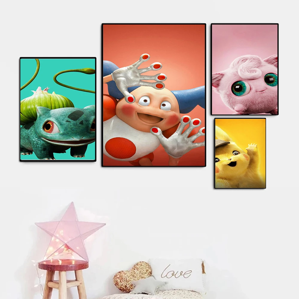 

Cartoon Pokemon Pikachu Canvas Painting Posters and Prints Mural Modern Wall Art Child Bedroom Home Anime Decor Cuadros