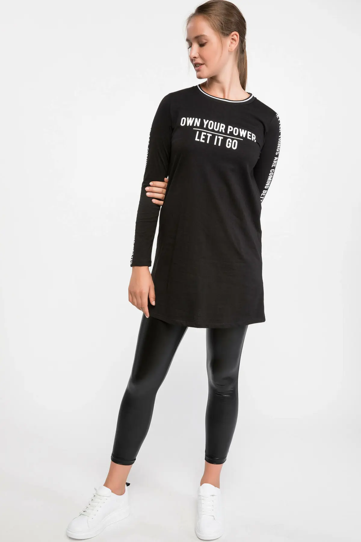 Дефакто Женская трикотажная Tunic J9340AZ18AU с длинным рукавом| |