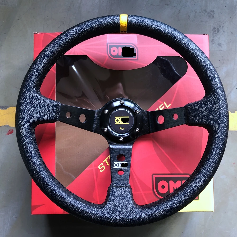 

14inch 350mm Deep Dish Drifting Racing Steering Wheel Universal PVC Leather Car Auto Racing Sport Steering Wheel With Logo OM