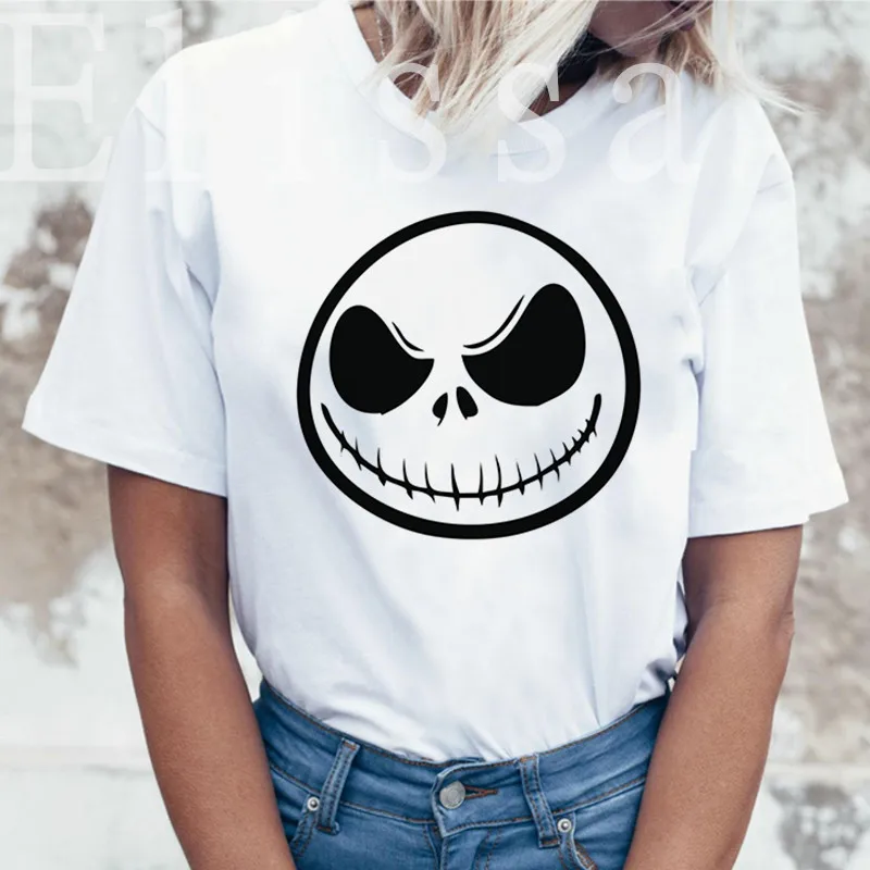 

Harajuku style Jack skellington nightmare before christmas Halloween t shirt women printed tshirt streetwear casual summer tops