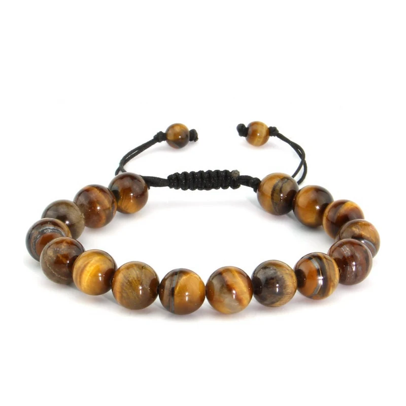 

2020 Новое поступление 12 мм коричневый тигровый глаз камень Бусины стрейч браслет для женщин