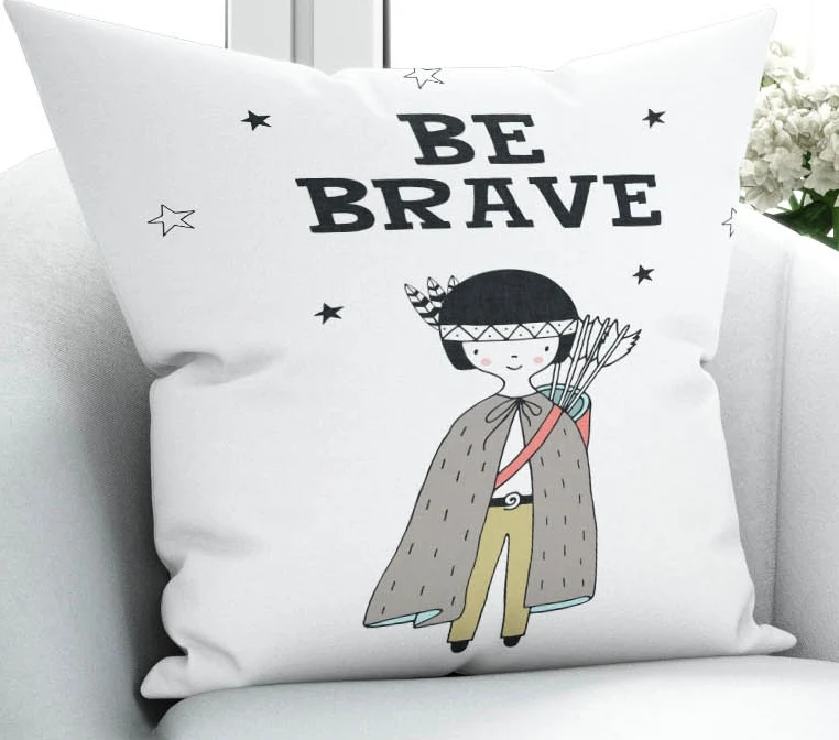 

Else Be Brave Stars Indian Boy 3D Print Microfiber Throw Pillow Case Cushion Covers Square Hidden Zipper 45x45cm