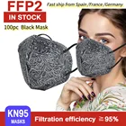 Маски fpp2 espaa для женщин, черные дышащие 5-слойные маски kn95, 100