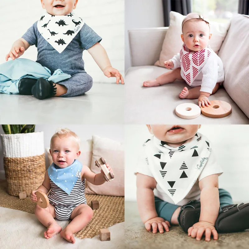 

Baby Bandana Bibs 4 Packs Triangle Cotton Soft Colorful Feeding Eating Accessory Saliva Tissue Towel Newborn Burping Nursing