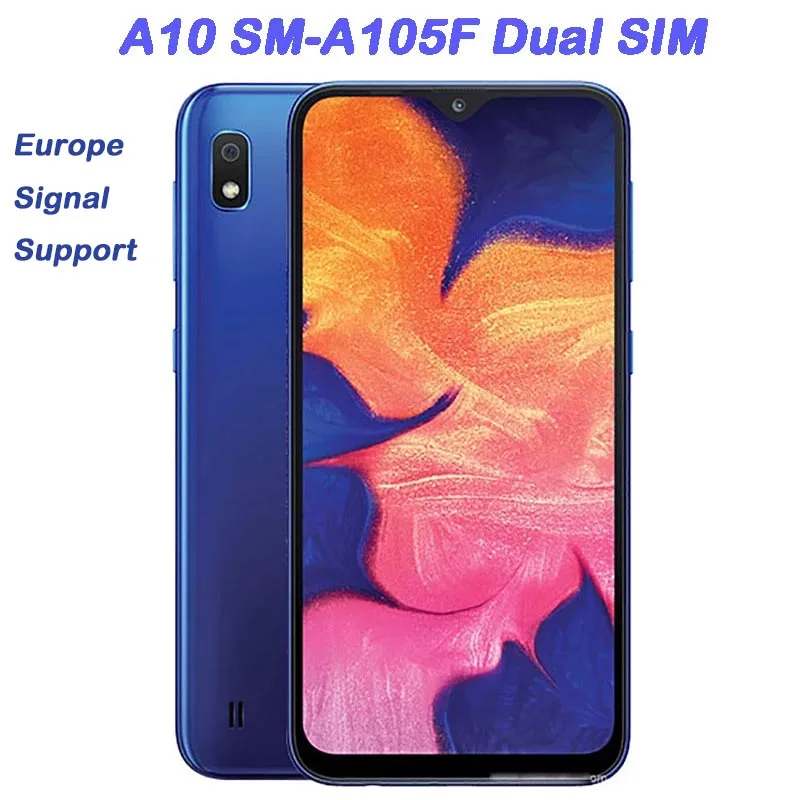 Разблокированный сотовый телефон Samsung Galaxy A10 A105F, 6,2 дюйма, Восстановленный, 2 Гб ОЗУ, 32 Гб ПЗУ, 13 МП, смартфон Android с двумя SIM-картами