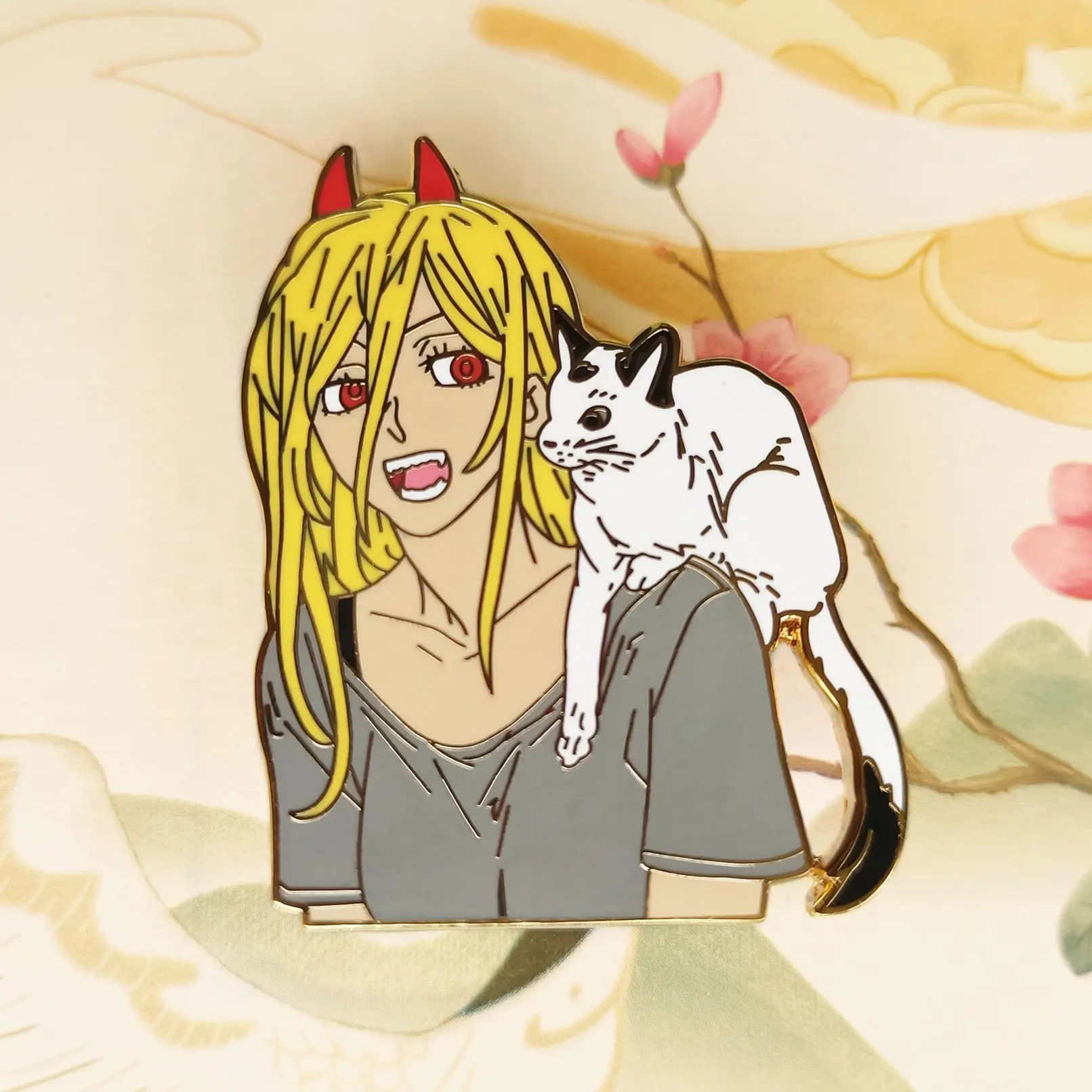 

Power and Cat Hard Enamel Pin Chainsaw Man Anime Pins Fans Collect Metal Brooch