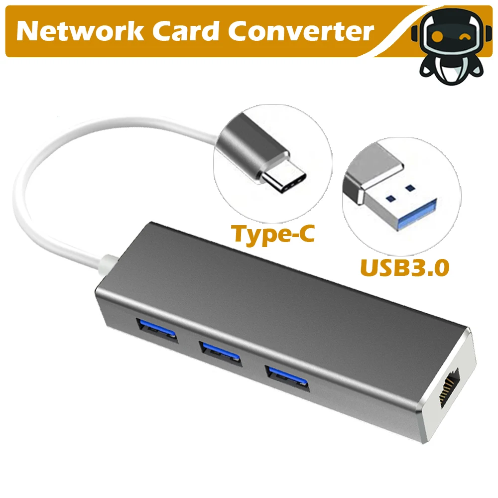 Сетевой преобразователь 4 в 1 USB & Type C к RJ45 LAN USB3.0 OTG 100/1000 Мбит/с передача файлов 5
