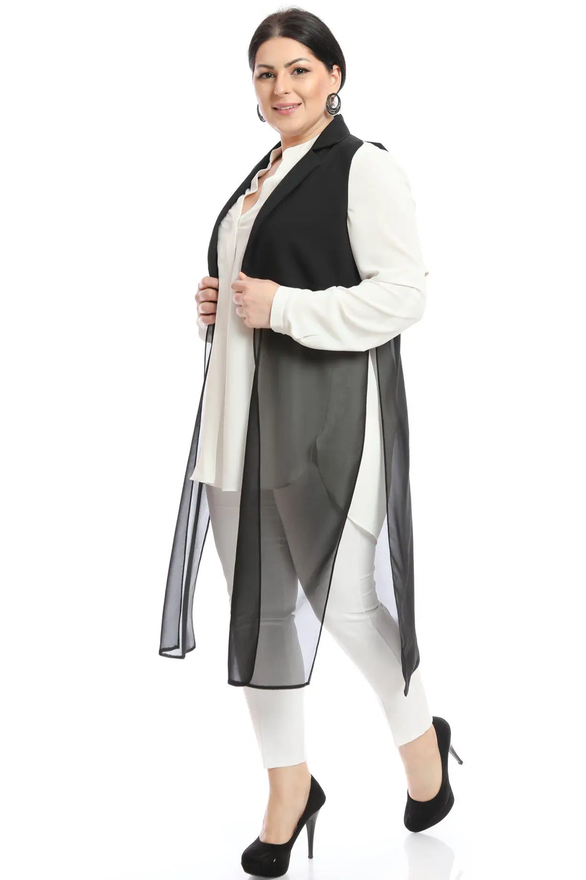 Шифоновый жилет Hanezza размера плюс