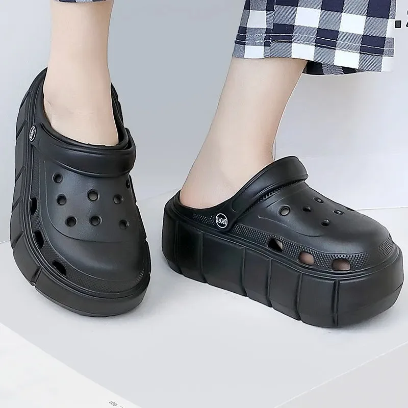 

Summer White Platform Clogs For Women Chunky Slides 2022 Green Clogs Sandals Womens Increase Garden Shoes Girls Mules Slippers