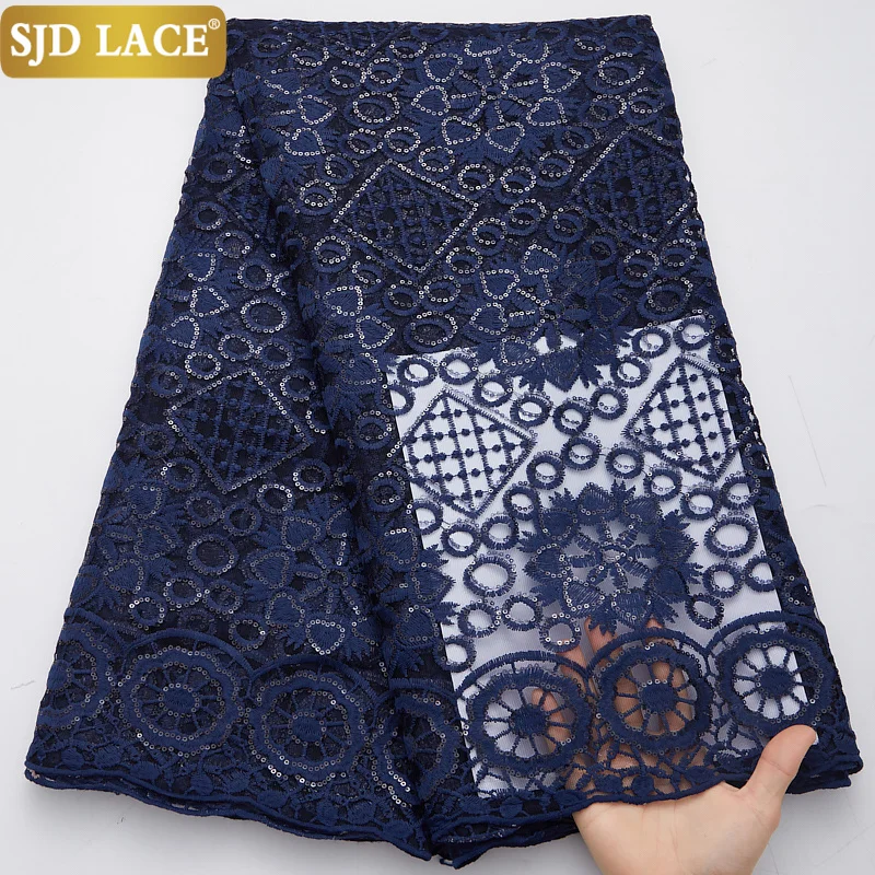 

SJD LACE African Lace Fabric Sequins Milk Silk Tulle Embroidery French Mesh Lace Fabric For Wedding Dress Materials Sewing A2796