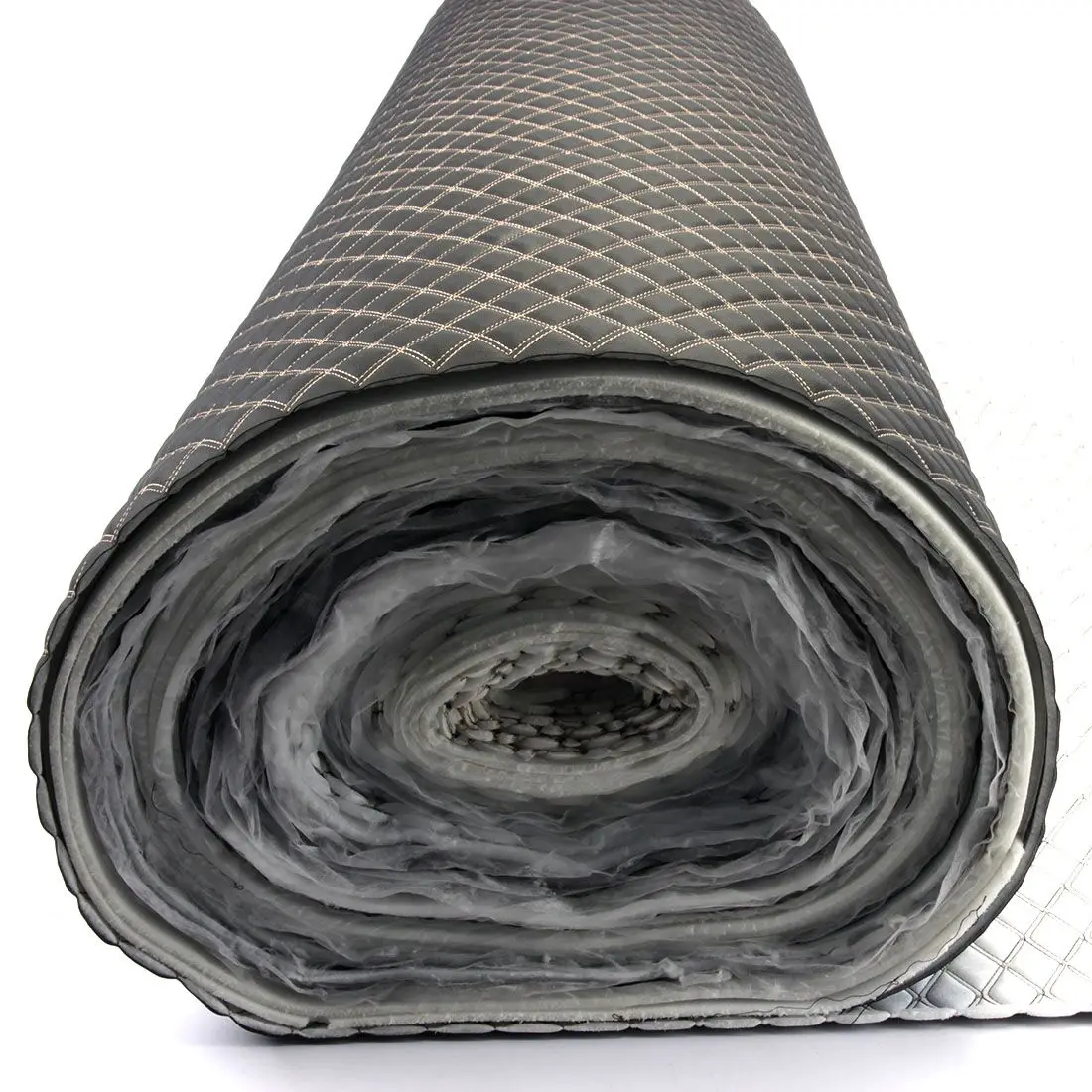 Экокожа стеганная для авто чехлов салона мебели черная Двойной Ромб Бежевый 7мм